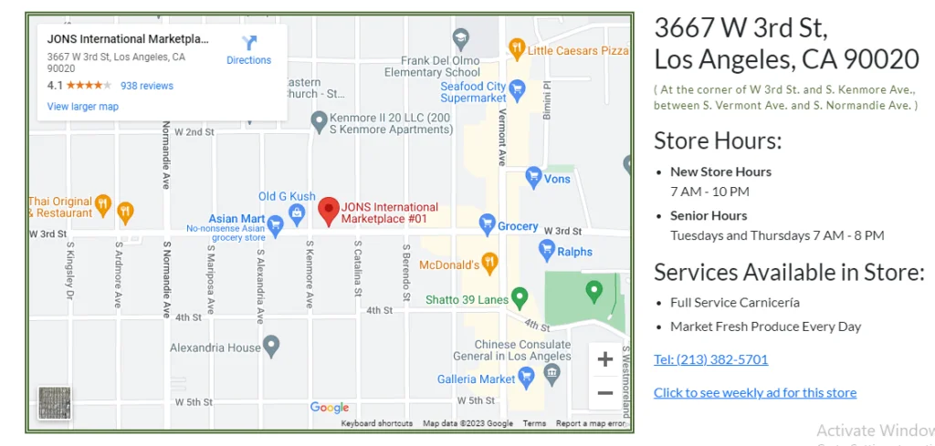 Jons Fresh Marketplace store map