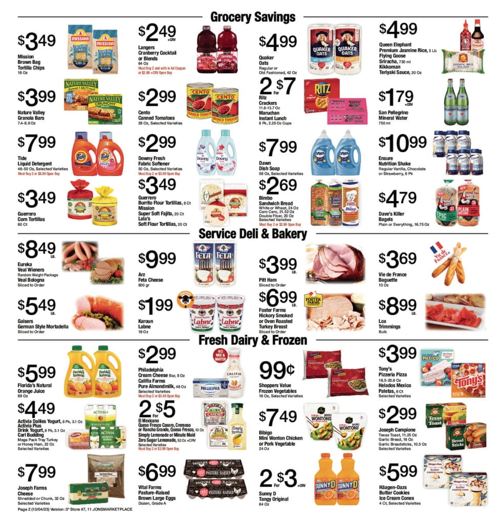 Jon's fresh weekly grocery savings ad